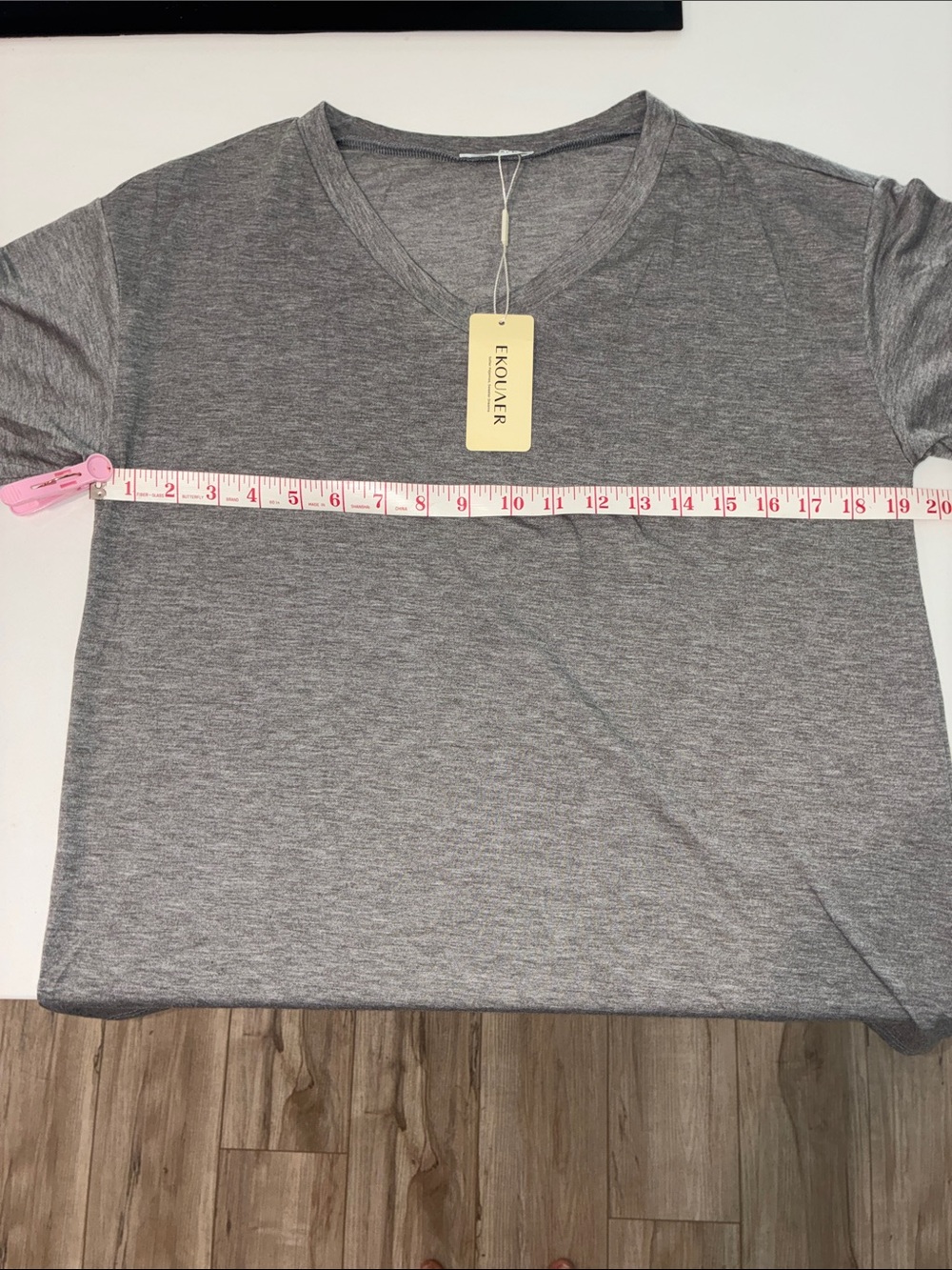 EKOUAER NWT Women’s Gray Short Sleeve Cuffed V-Neck Soft Sleep TOP, Size Medium. - Picture 4 of 11